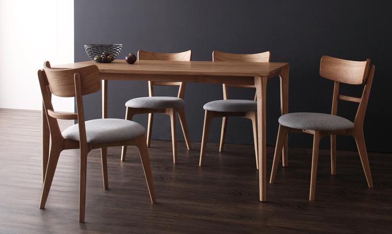 天然木オークの無垢材を使用、丸みを帯びた優しいデザインの最高級ダイニングテーブルセット 4点セット(テーブル+チェア×2+ベンチ) | Sugure  Interior | 送料無料・業界最安値